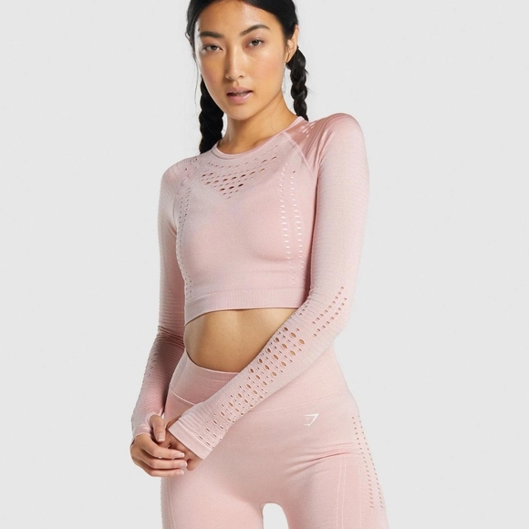 Gymshark Glow Long-sleeve Seamless Crop and Leggings Set (M) - Picture 1 of 6